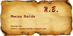 Macsa Balda névjegykártya